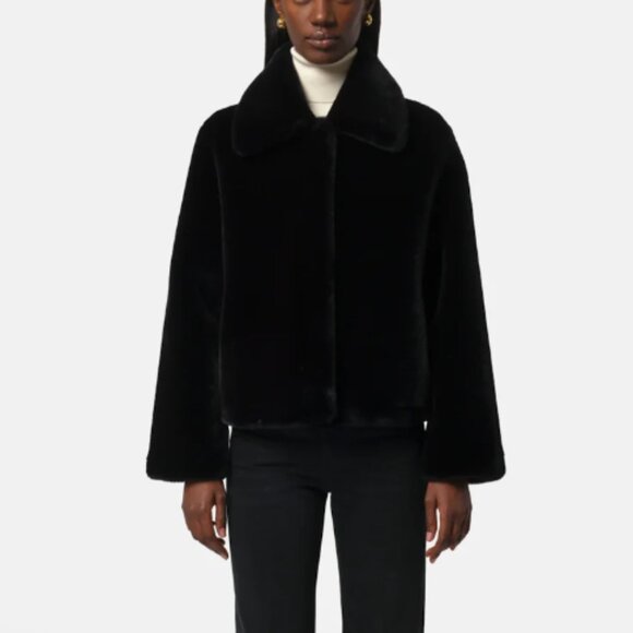 Apparis Elis PLUCHE Short Faux Fur Coat in Black - Picture 3 of 8